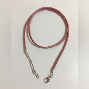 20” Light Pink Flat Leather Cord Suede Velvet Necklace